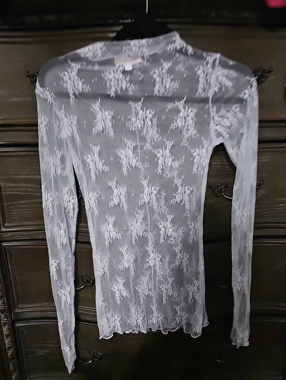 White Sheer Lace Long-Sleeve Top
